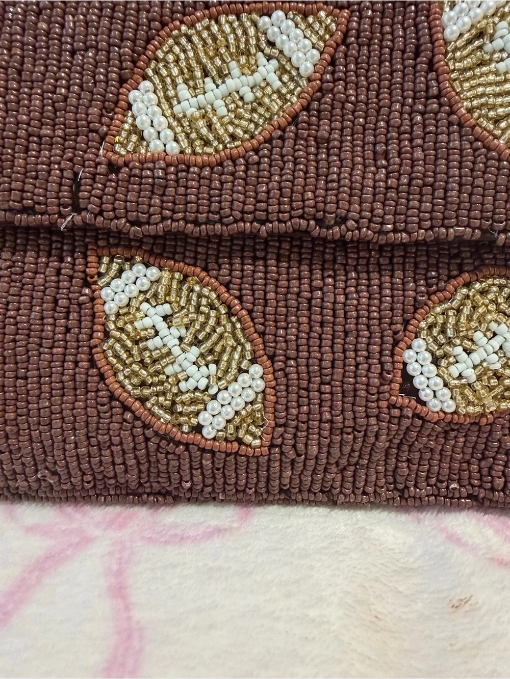 Beaded Football shoulder  in Chocolate Brown